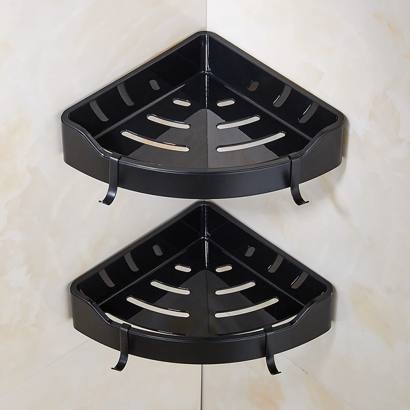 Черные полки для ванной комнаты с матовым никелевым оформлением|bathroom shelf|black bathroom