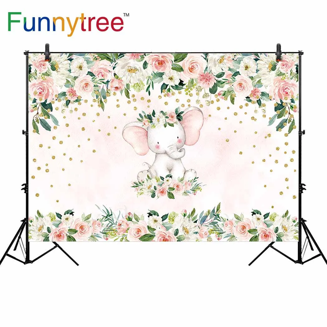 Фоны funnytree для фотостудии с изображением мультяшного слона цветов детского душа