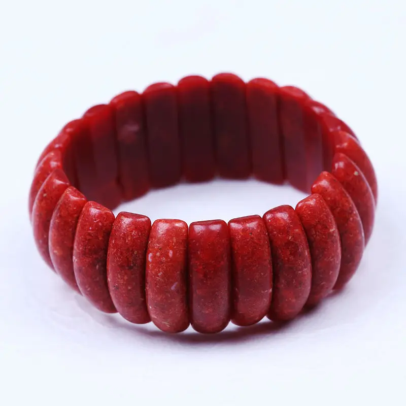 New summer style wide stretch red coral bracelet elastic Cord natural stone bead for men women bracelets jewelry | Украшения и