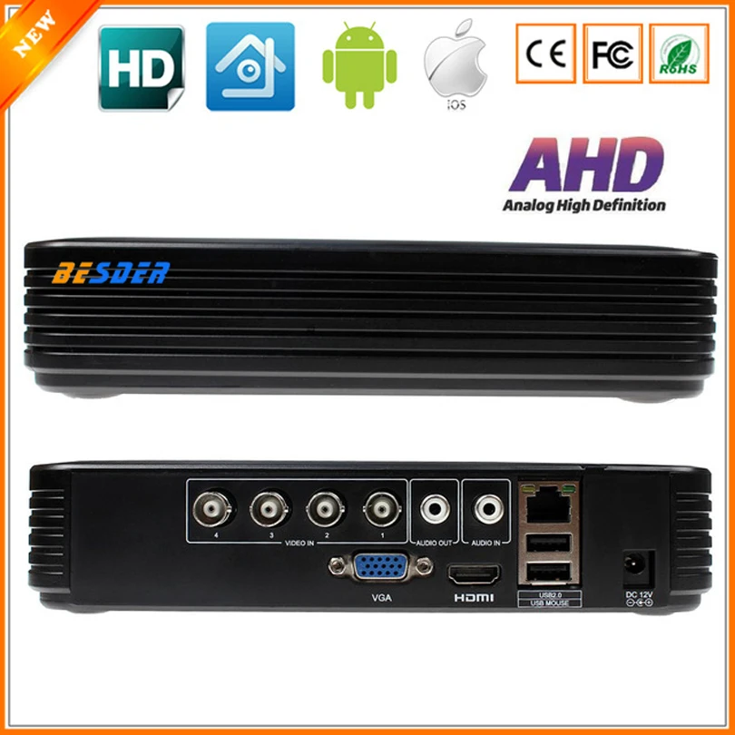 Besder 4-канальный 8-канальный видеонаблюдения AHD DVR 720P Эн AHDM/1080N безопаностью цифрового видео Регистраторы для аналоговая камера высокого разрешения Камера аналоговые Камера
