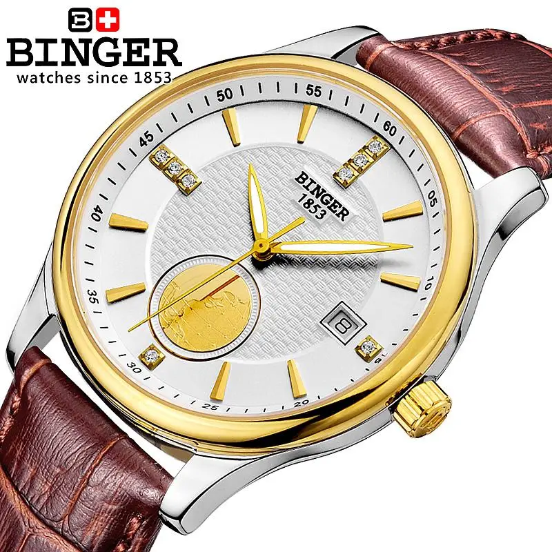 Швейцарские мужские часы Роскошные брендовые наручные Бингер автоматические