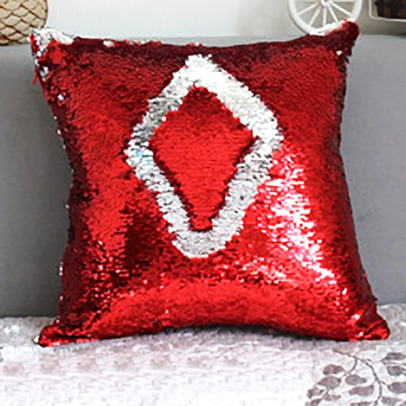 8 red sliver Подушка «Русалка» чехол Реверсивный DIY подушка со стразами чехол автомобильные декоративные подушки для дома для дивана декоративная Capa Almofada - Цвет: 8 red sliver