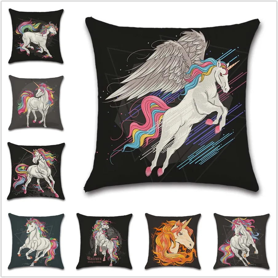 Чехол для подушки в виде единорога с рисунком | Дом и сад