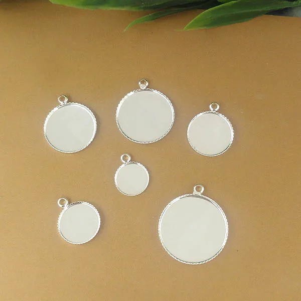 Подвеска круглая из кабошона 12/14/16/18/20 мм|pendant setting|silver tonecabochon base |