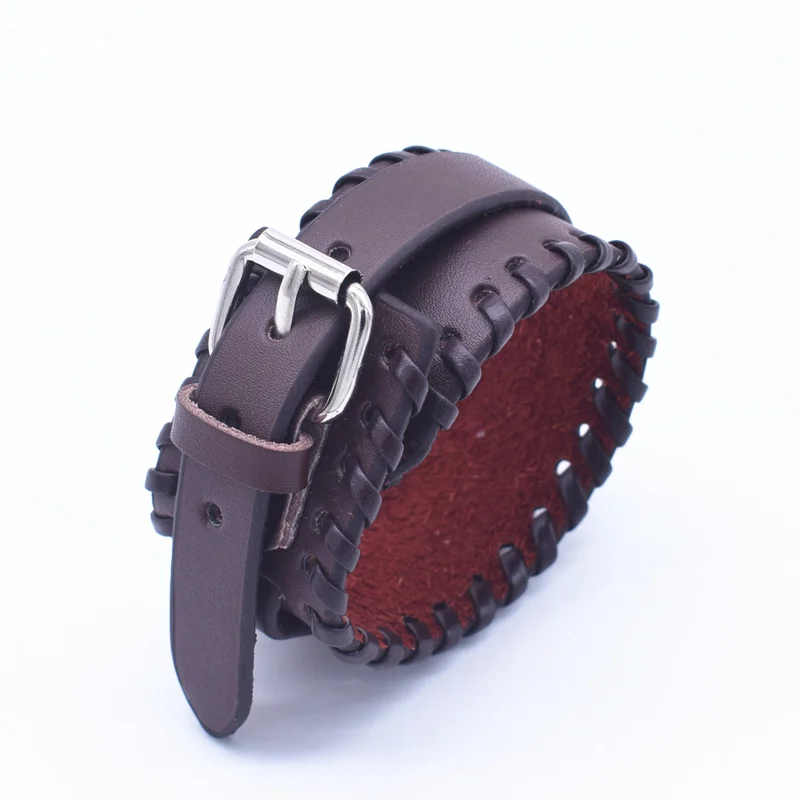 Новое поступление модные 2 круга двойной кожаный ремень на запястье дружбы большой широкий браслет для Для мужчин Пряжка Винтаж панк ювелирные браслеты