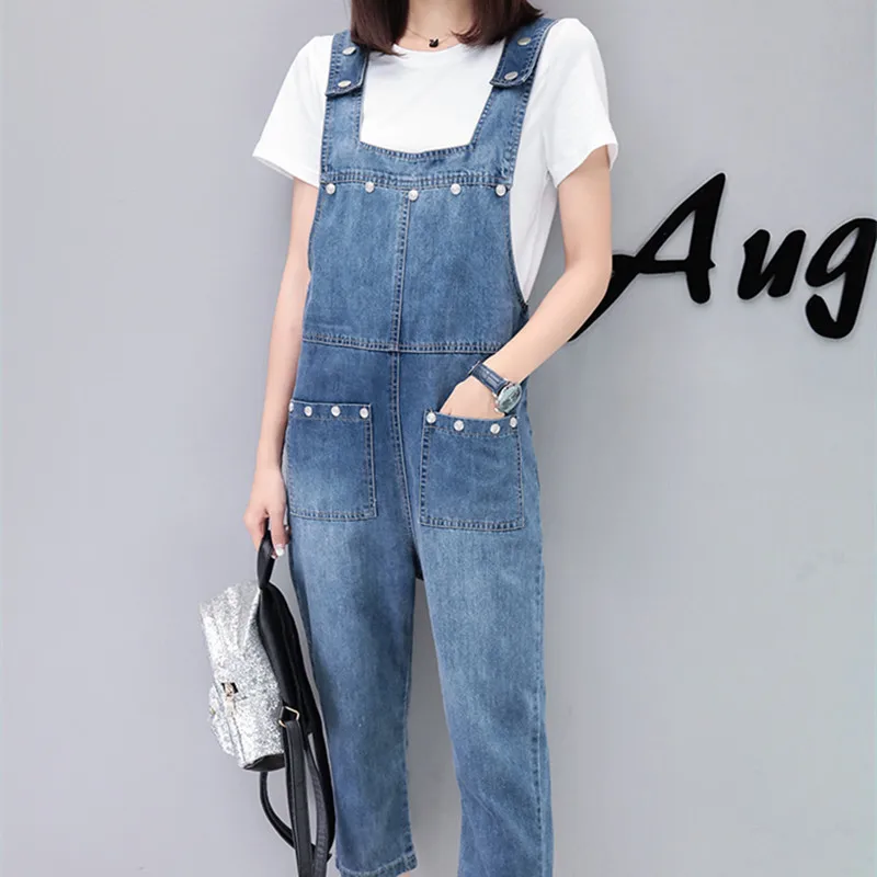 2017 Женская одежда без рукавов на пуговицах потертые джинсовые комбинезоны