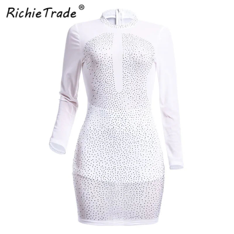 Richietrade сплошной черный Женское платье пикантные с длинным рукавом Весна