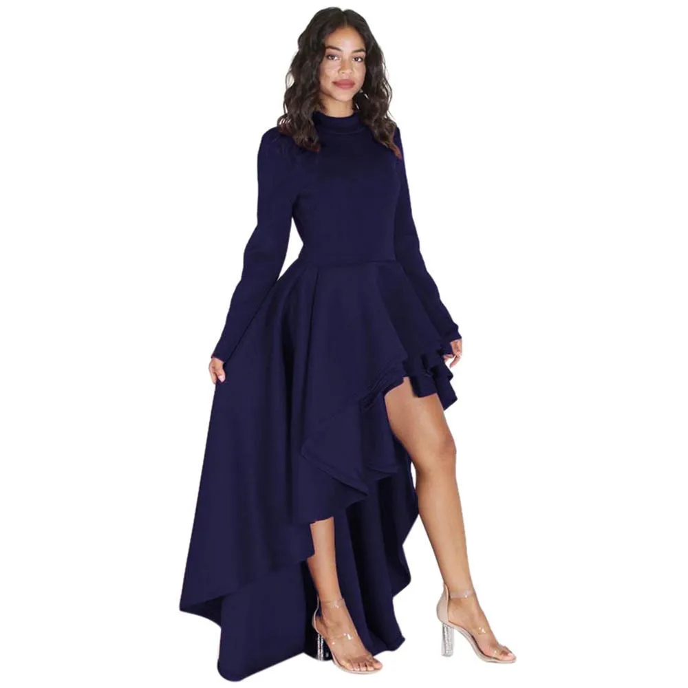 JAYCOSIN женское платье с длинными рукавами высоким низом и баской воздушным слоем