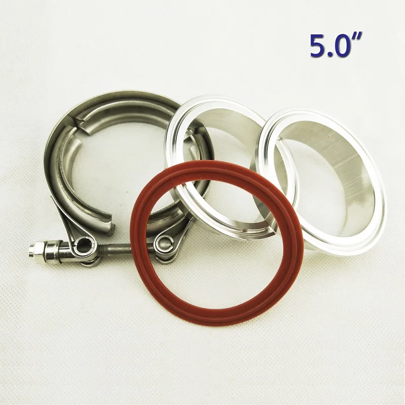 5.0inch ZUCZUG 1,5 дюймов до 5,0 дюймов Нержавеющая сталь 304 тиски с алюминиевым комплект фланцев для турбо выхлопная труба металлическая гайка - Цвет: 5.0inch