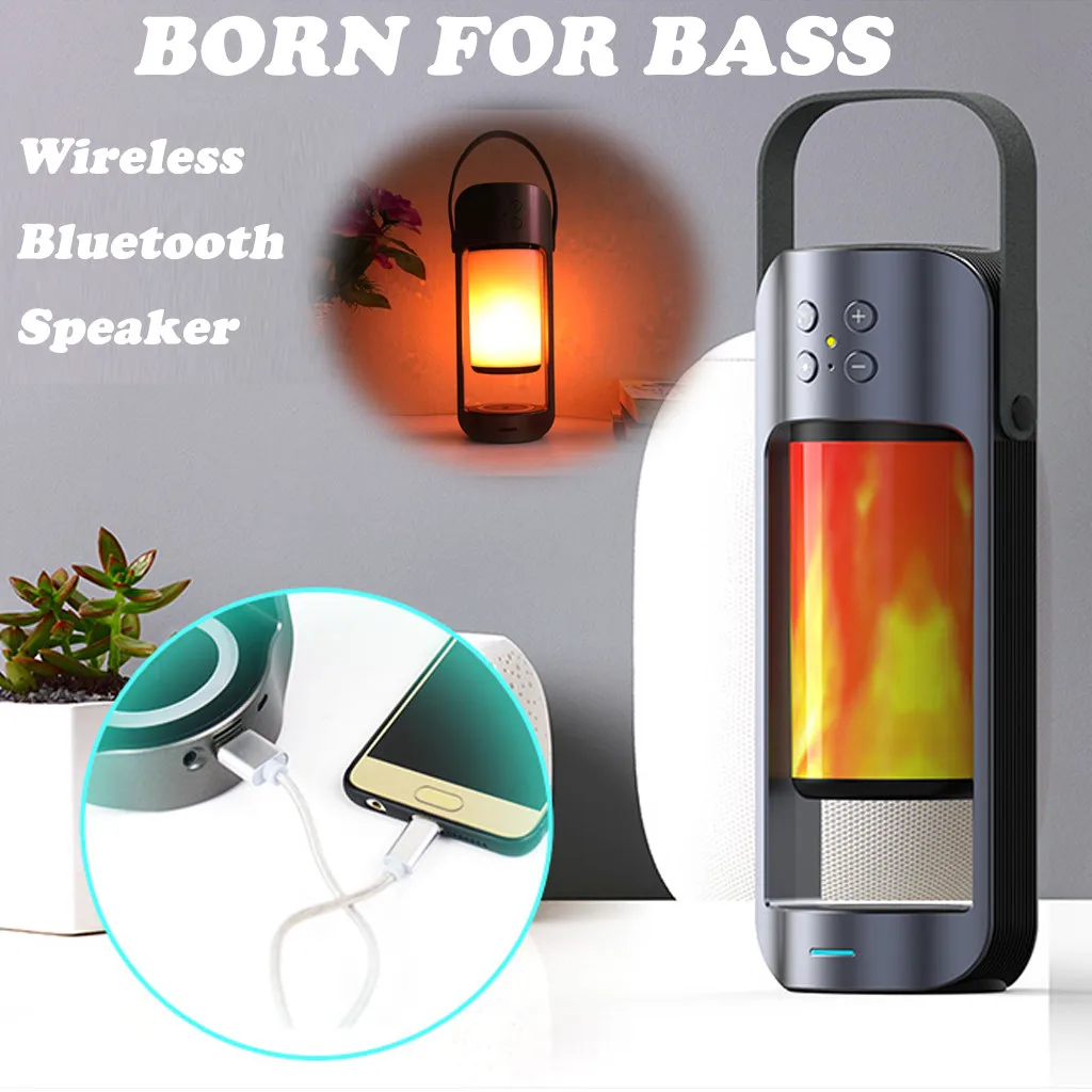 Светодиодные лампы пламени беспроводной Bluetooth стерео динамик открытый TWS mp3