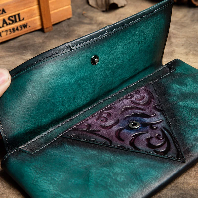 Тисненые женские кошельки из натуральной кожи 2019 кошелек ручной работы со