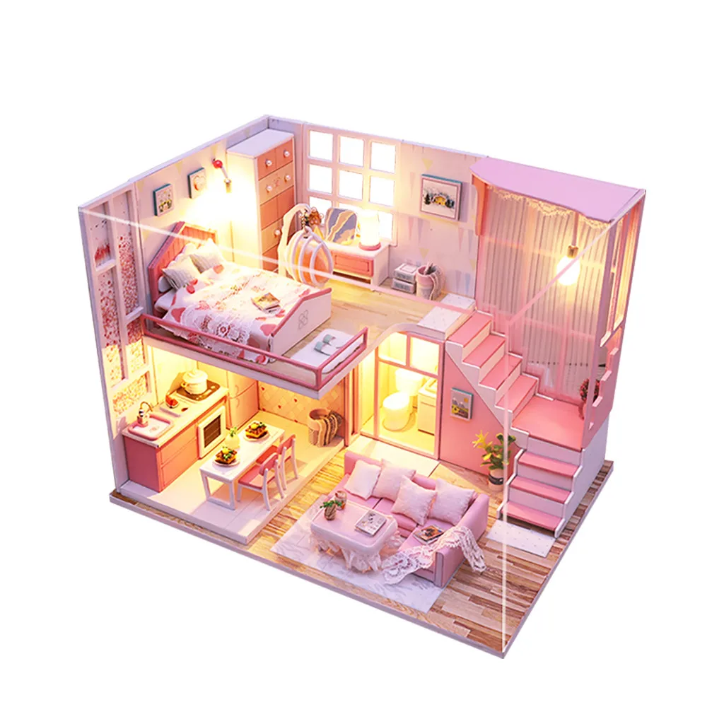 3D Деревянный DIY миниатюрный дом мебель светодиодный Дом головоломка украшения творческие подарки Новое поступление Прямая поставка