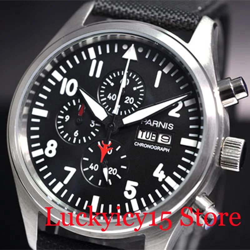 Мужские кварцевые часы PARNIS с таймером 42 мм|Кварцевые мужские часы| |