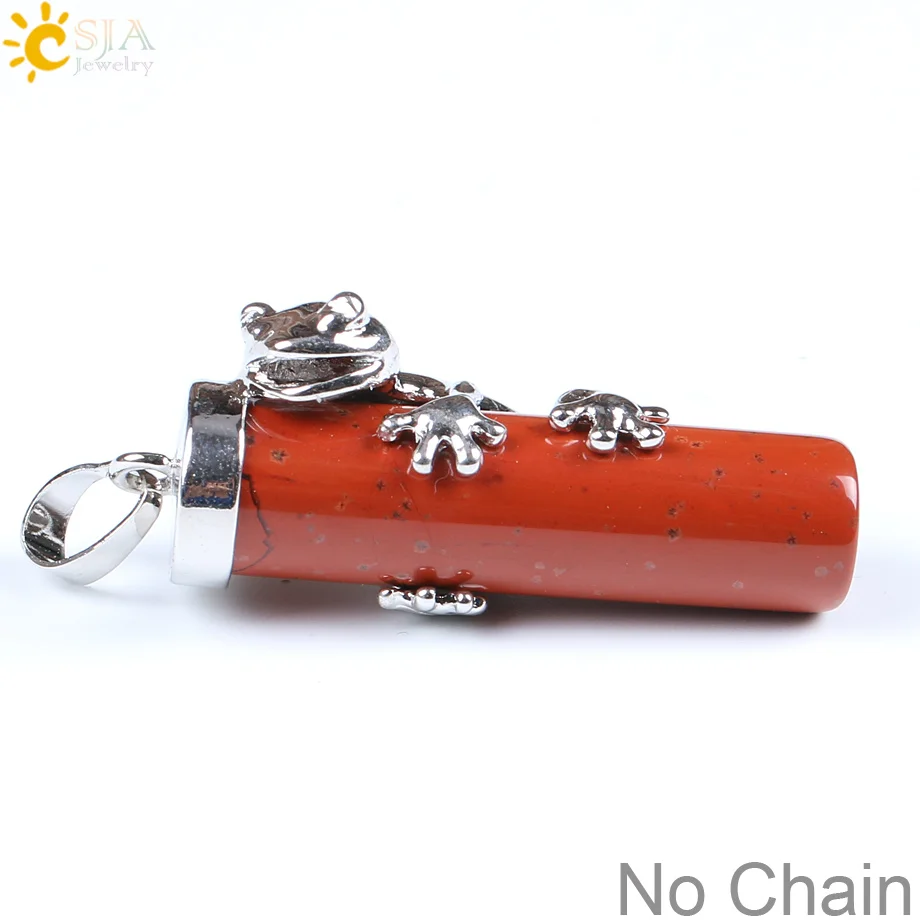 Red Jasper Csja Lucky Healing ювелирные изделия лягушка животных обернуть натуральный камень ожерелье кулон унисекс повседневные ювелирные изделия подарок для мальчиков девочек E183 - Окраска металла: Red Jasper