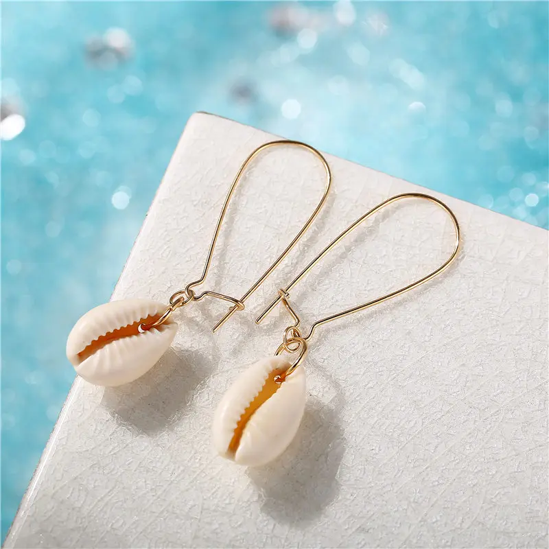 IF ME Fashion ZA, большие золотые серьги Каури из натуральной морской раковины для женщин, летние серьги в виде раковины, висячие серьги, ювелирное изделие, Новинка