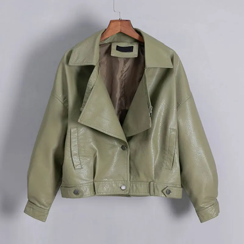 green Специальная новая куртка из искусственной кожи Женская куртка на молнии Punto Blouson Moto Женская куртка Chaqueta tachas campera mujer зеленый - Цвет: green