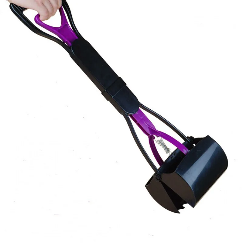 Новая Легкая Длинная Ручка Собак Pet Pooper Scooper Челюсти Чистый Pick Up Отходов Poop Scoop Pueple