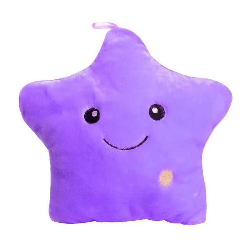 star purple 34 см креативная игрушка светящаяся Подушка Мягкая Плюшевая светящаяся красочная подушка со звездами светодиодный светильник игрушки подарок для детей для девочек - Цвет: star purple