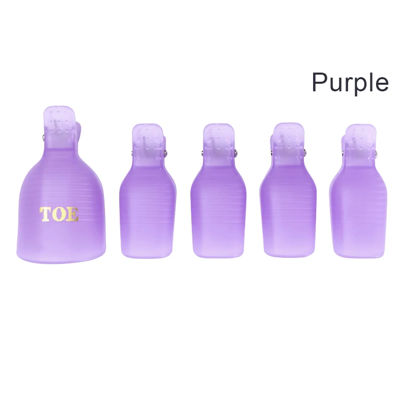 Toe Purple 5 шт. УФ-средство для снятия гель-лака обертывания замачивающийся колпачок пластиковый зажим для ногтей для снятия лака для ног и ног маникюрный набор инструментов для дизайна ногтей - Цвет: Toe Purple