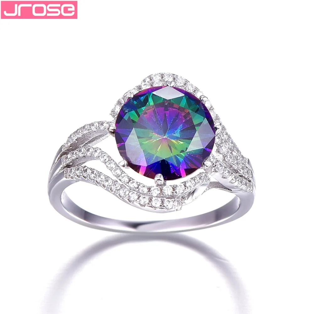 Jrose абсолютно новое 5ct Радужное Fire Mystic CZ кольцо подарок для женщин подлинное