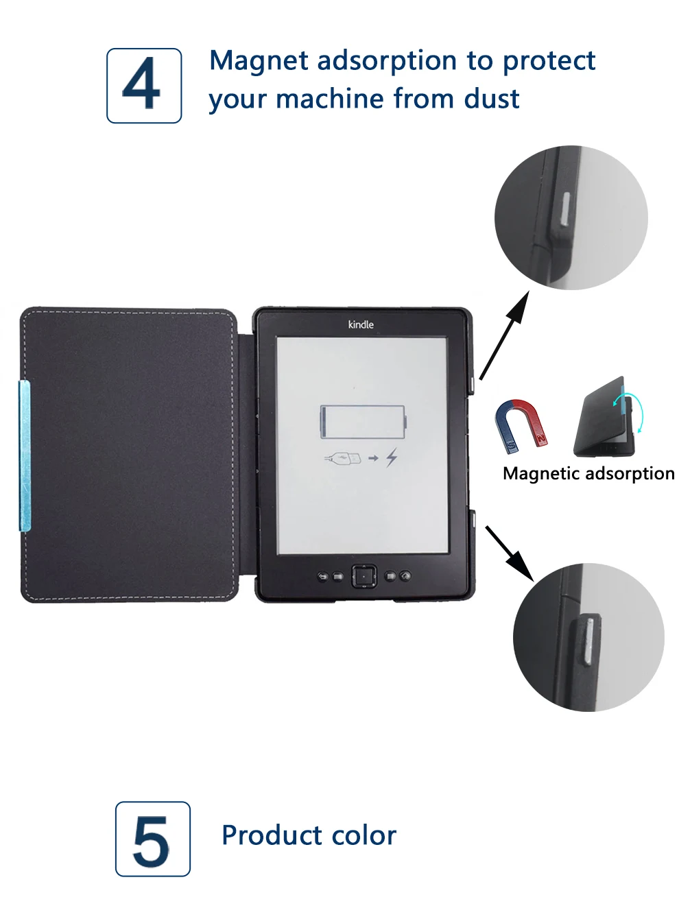 Магнитный чехол из искусственной кожи для Amazon kindle 4 kindle 5(модель: D01100) защитный чехол для электронных книг