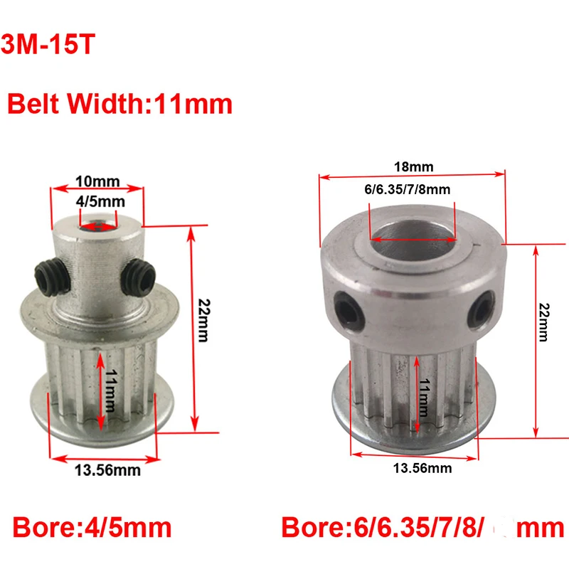 LUPULLEY 4 шт. 3 м 15 т 11 мм ширина шкива синхронизации 3 мм шаг 4 мм/5 мм/6 мм/6,35 мм/7 мм/8 мм диаметр ремня ГРМ