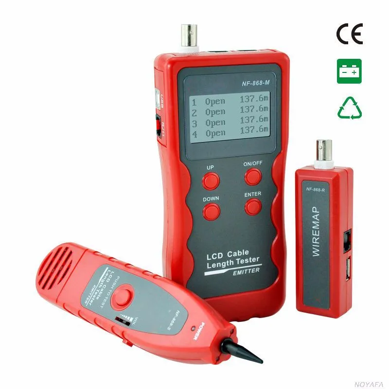 NF-868 цифровой кабель тестовый er трекер для RJ45, RJ11, BNC, USB, анти-помех металлический кабель тестовые перекрестные помехи/короткое замыкание/длина