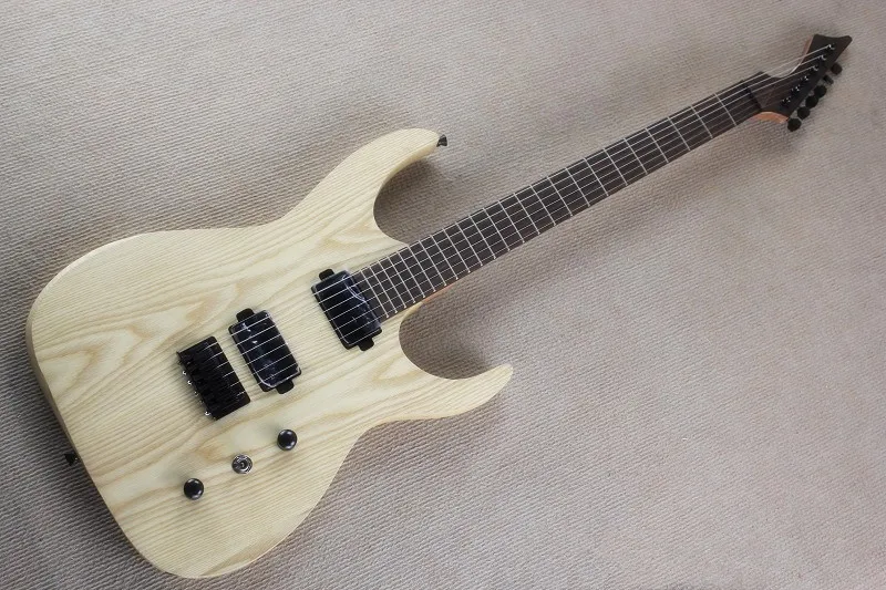 Горячая Оптовая ясень Тело 6 Strings Burlywood Электрогитара с Укрепленного Моста Черные