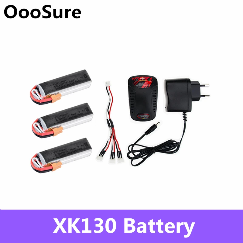 3 шт. XK130 RC части вертолета 7 4 в 600 мАч 25C 2S Lipo батарея XT30 вилка с зарядным