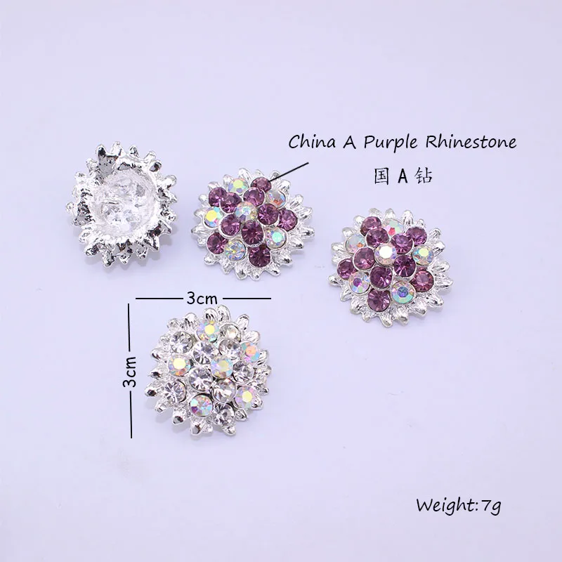 

50PCS/Pack,AB Cleasr Crystal Rhinestone Button Flat back Decoration Silver Alloy Embellishment for Wedding Invitation Card NK001