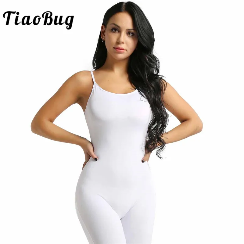 Женский балетный купальник TiaoBug эластичный без рукавов на тонких бретельках для