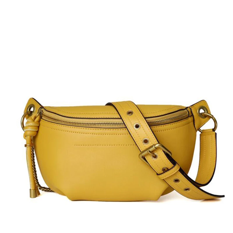 New Women Genuine Leather Waist Bag Fashion Shell Ladies Shoulder Messenger Bags Chic Chest Bags