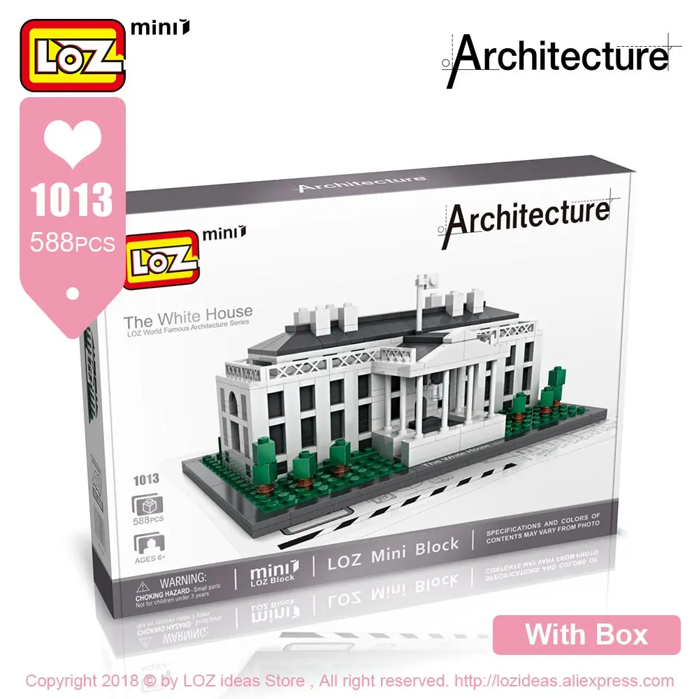 1013 With Box Лоз мини-блоки наборы архитектурных моделей Diy строительные блоки игрушки Всемирно известная архитектура s вилла модель блоки светящийся кирпич - Цвет: 1013 With Box