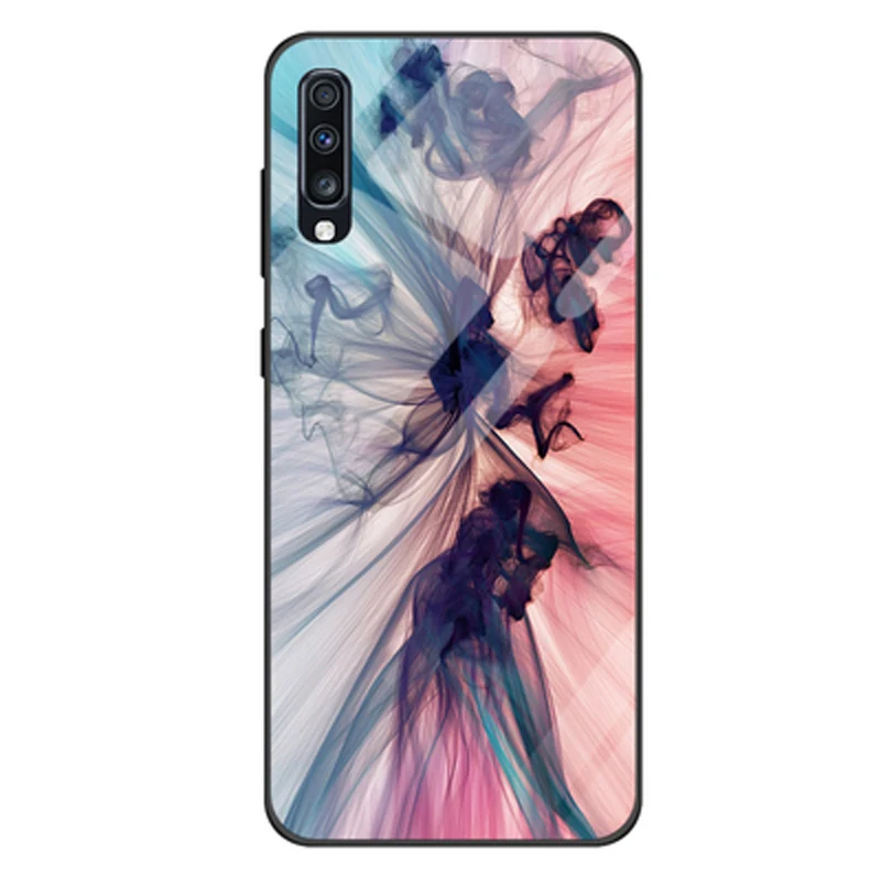 Чехол из закаленного стекла для samsung Galaxy A70, силиконовая Мягкая задняя крышка для samsung Galaxy A 70, мультяшный узор, чехол для телефона A7050