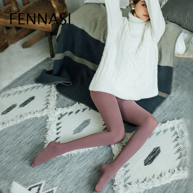 FENNASI женские пикантные толстые теплые колготки в Вертикальную Полоску