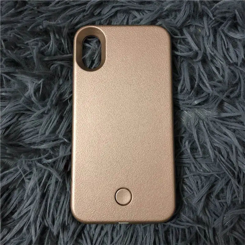 Gold Роскошный светящийся чехол для телефона для iPhone 6, 6s, 7, 8 Plus, X, идеальный селфи светильник, светящийся чехол для samsung S8, S9 plus, чехол - Цвет: Gold