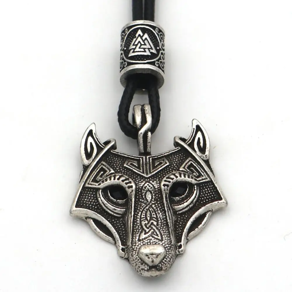 Подвеска с черными кристаллами глаза волка амулет Vegvisir Valknut Trinity бусы колье
