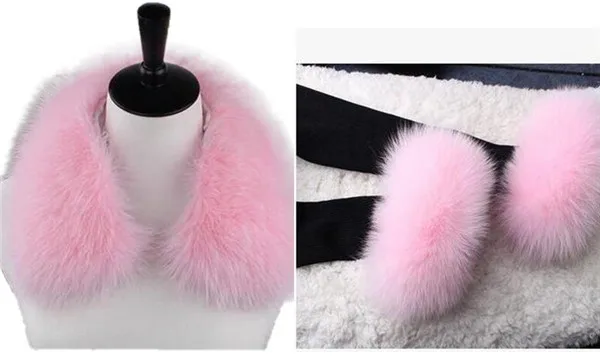 Pink Воротник из лисьего меха, натуральный Лисий мех, шарфы, воротник, куртка для женщин, рукав, теплое пальто, меховой воротник и рукава,, меховой шарф - Цвет: Pink