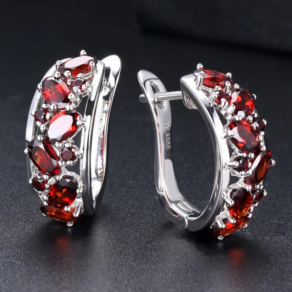 Hutang 0.9ct натуральный гранат женские серьги-кольца твердые 925 пробы серебряные ювелирные изделия с красным драгоценным камнем элегантный дизайн Новое поступление
