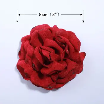 10PCS 8CM Artificial Satin Burned Peony Flower For Hairpin Hair Clip Apparel Headwear DIY Accessories U Pick Color 3