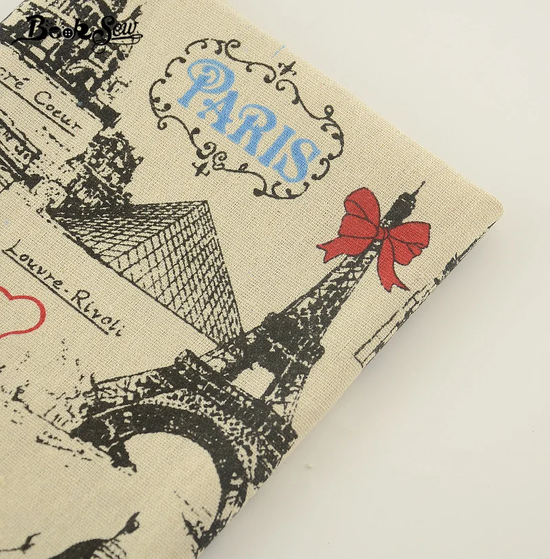 Home Textile Paris Theme Style Cotton Linen Fabric Booksew Sewing Tissu For Tablecloth Pillow Bag Curtain Cushion Decoration|cotton linen