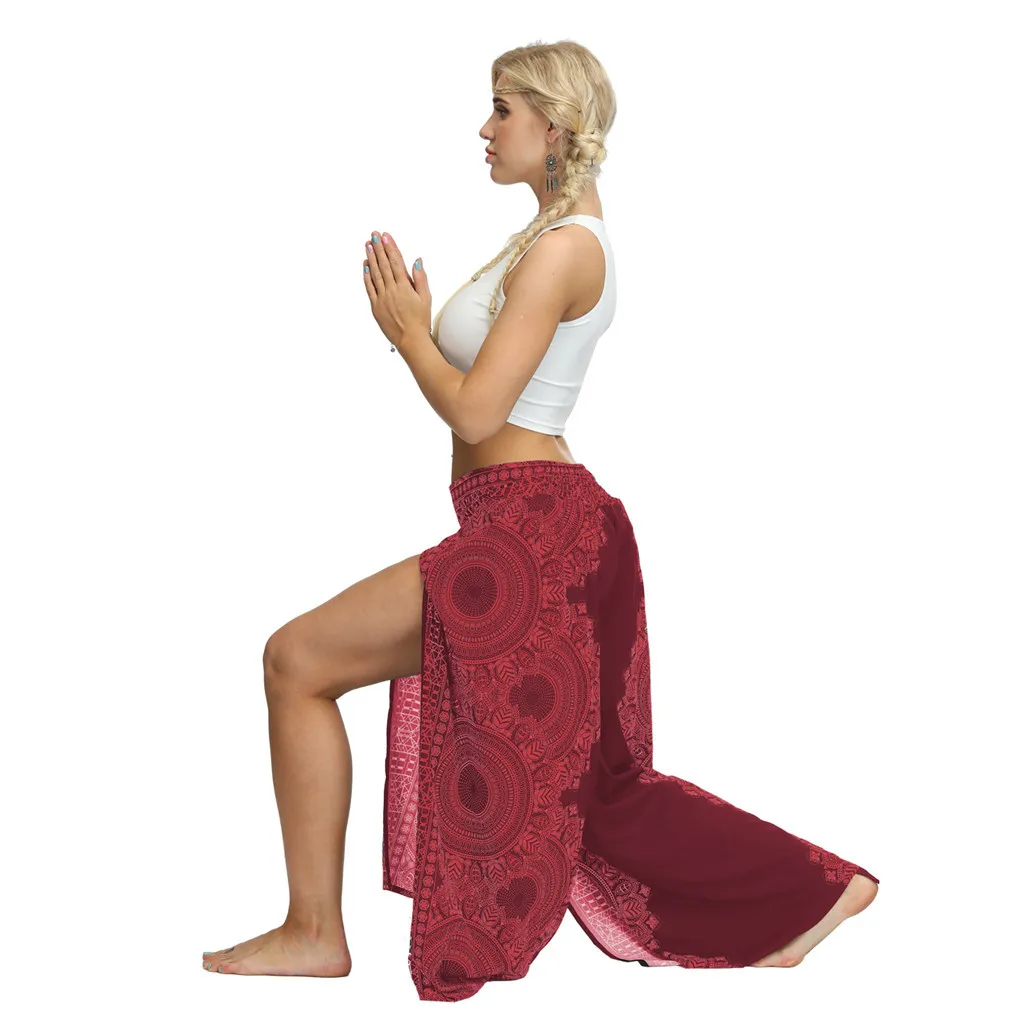 Для женщин pantalon femme шаровары, панталоны mujer pantalones de mujer уличная Повседневное летние свободные мешковатые брюки Бохо Z4