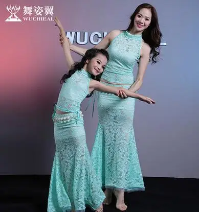 green adult Костюм для восточного танца живота костюм WUCHIEAL бренд женщина танец живота Танцы сексуальный топ+ юбка 2 шт./комплект способный преодолевать Броды для взрослых и детей 2599 - Цвет: green adult