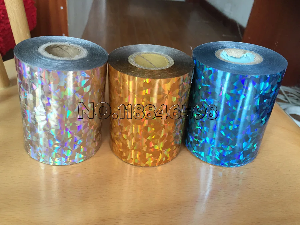 

Holographic Foil Hot Stamping for Paper or Plastic 16cm x120m/Roll Shattered Glass Gold Silver Red Blue Four Colors