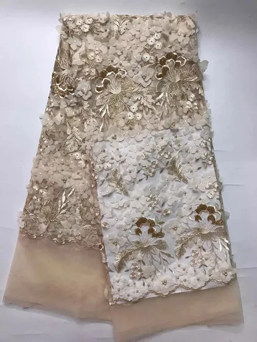 most popular high quality 3D Beaded French wedding gauze fabric 5 yards / free shipping!!jy-12-3 | Дом и сад
