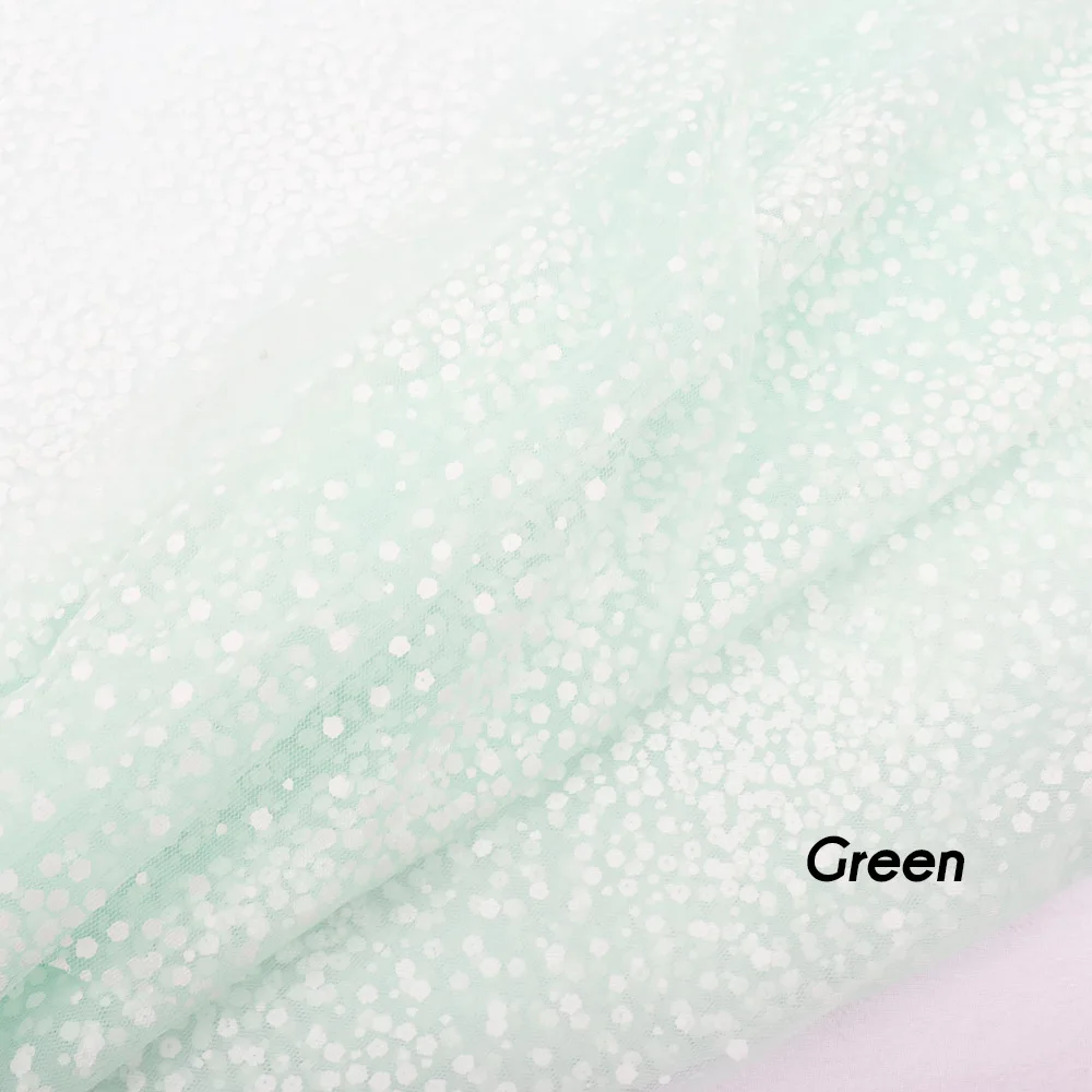 green with flower Белая ткань с цветочным принтом, тюль, сетка, пэчворк, материал, сделай сам, рукоделие, шифоновая ткань для шитья, сделай сам, ткань для кукол - Цвет: green with flower