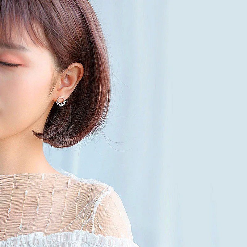 

PONYKISS Romantic S925 Sterling Silver Chic Sweet Flower Circle Stud Earrings Fashion Women Party Creative Style Jewelry Gift