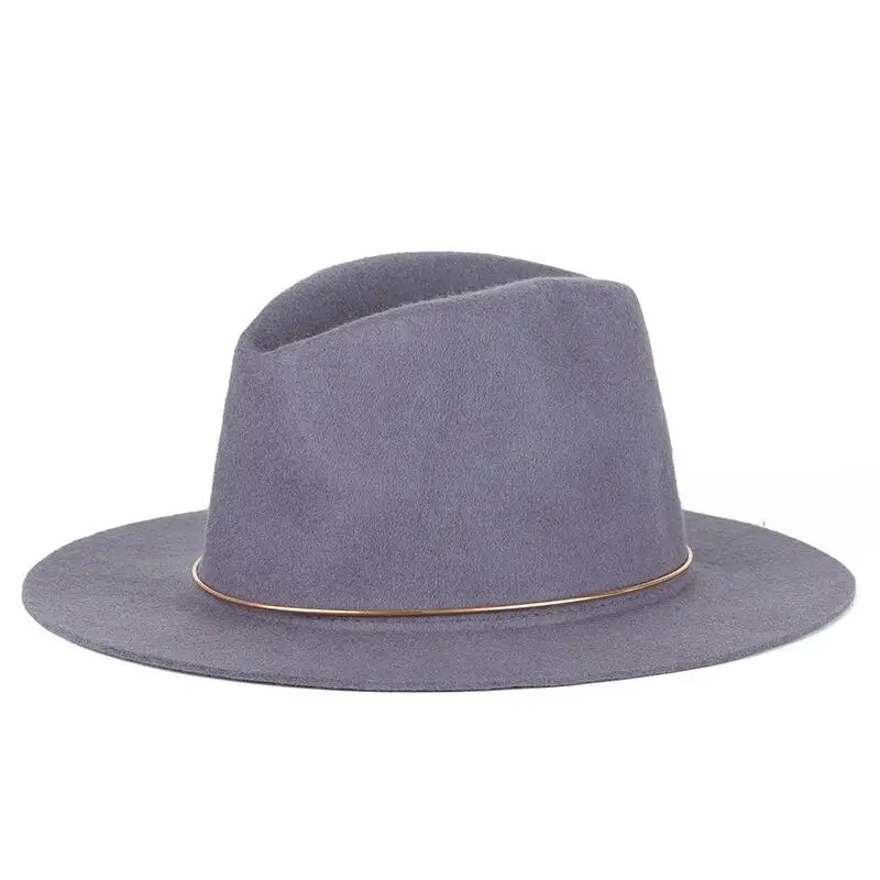 Новая мода женская шляпа федора светлый цвет 100% шерсть широкополая шляпы для