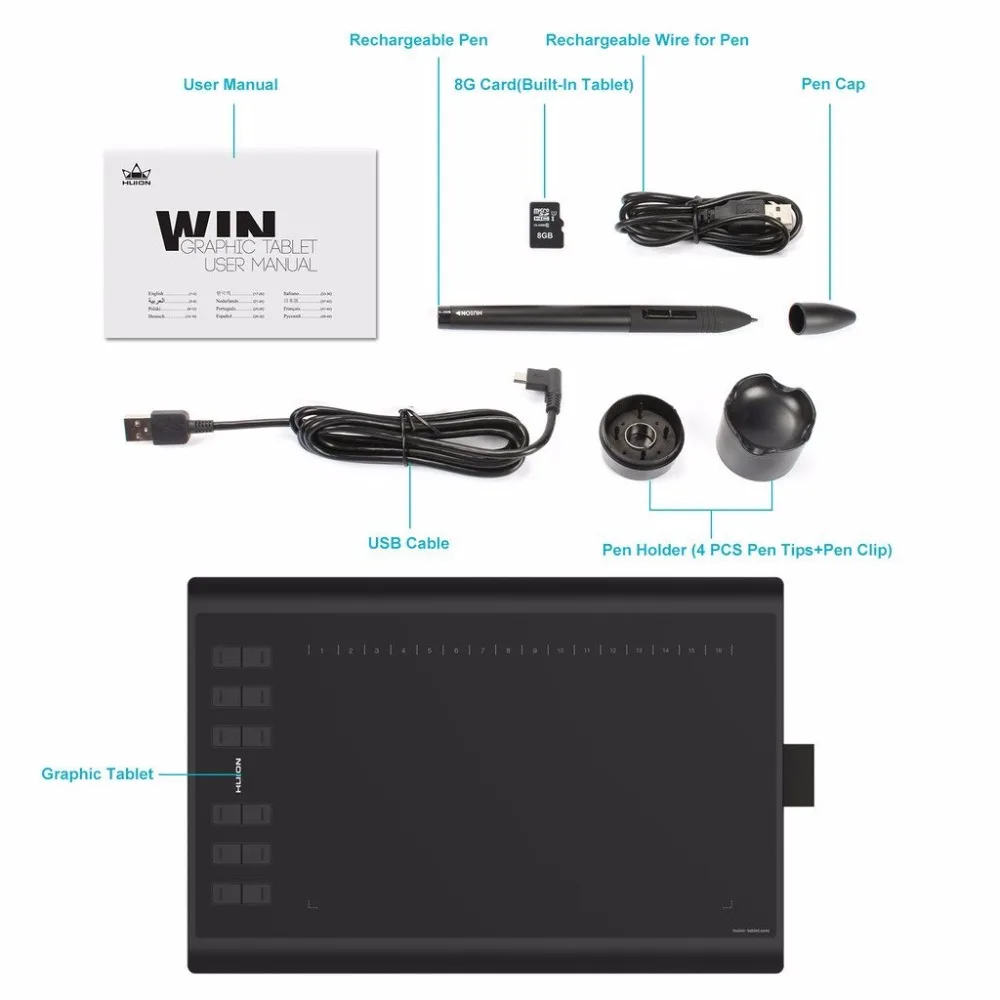 HUION 1060 Плюс графический планшет для рисования Графический | Компьютеры и офис