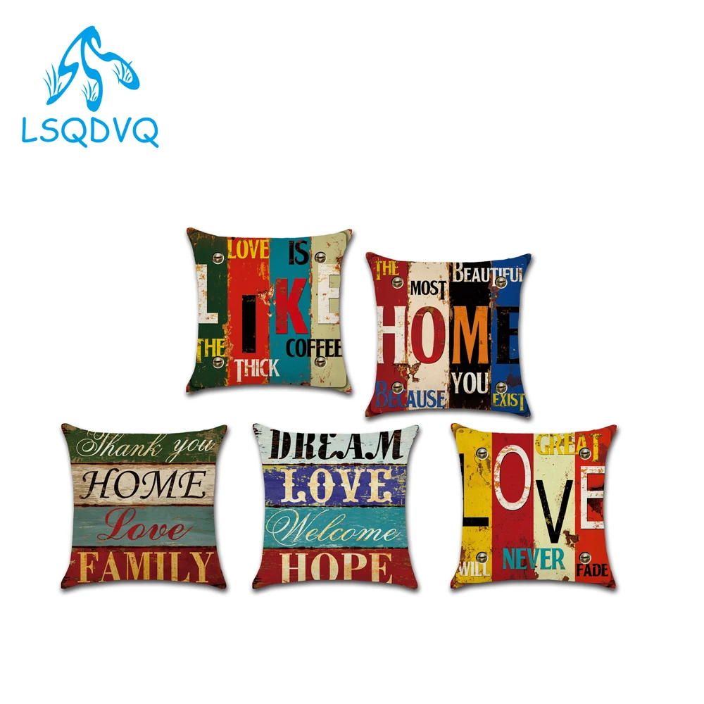 Наволочка для подушки в винтажном стиле с буквенным украшением 45x45 см|Наволочки| |